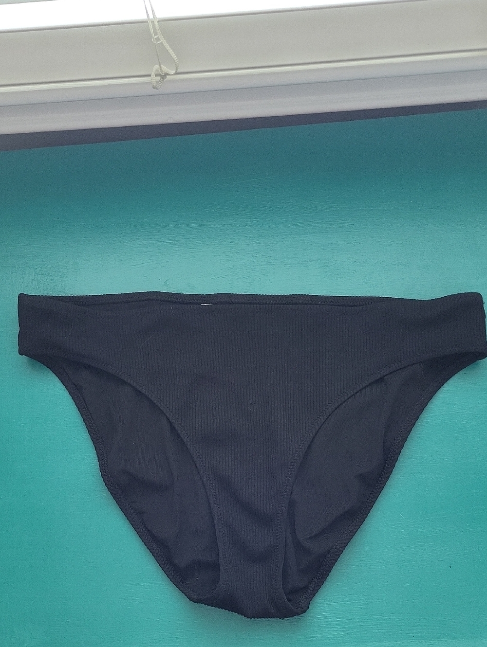 Aerie Ribbed Full Coverage Bikini Bottom - Black - M